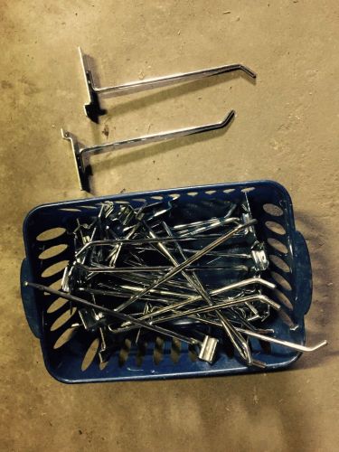 Lot 20 used Slat Wall slatwall Peg Board Metal Hooks / shelves- 8&#034;| 6&#034;  - CHROME