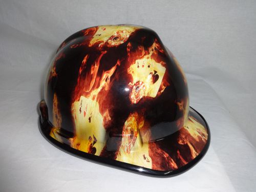Custom Hydro Dipped Hard Hat Cap with Ratchet Suspension -- Smokin&#039; Aces