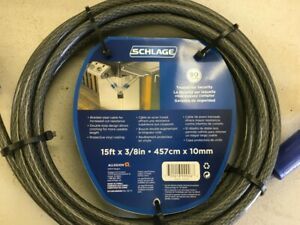 SCHLAGE CABLE LOCK LOOP PULL FLEX 15FT X 3/8 COATED STEEL NIB