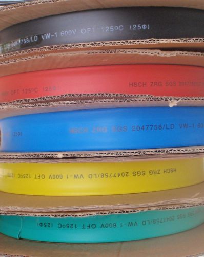 5&#039; LENGTH HEAT SHRINK TUBING 1&#034; 25mm 5 COLORS 1 FOOT EACH