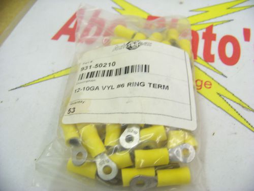 Autogear 931-50210 12-10GA VYL #6 Ring Term, Yellow Stakon Connector, crimp