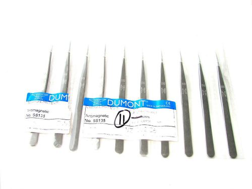 Original Dumont High Tech Tweezers Stainless Anti Magnetic No: SS Set of 10 pcs