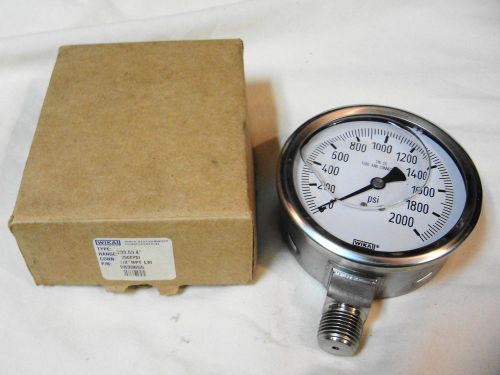 Wika Instrument Co 233.53 4&#034; 2000 psi Guage 1/2&#034; NPT LM 9833655 liquid filled