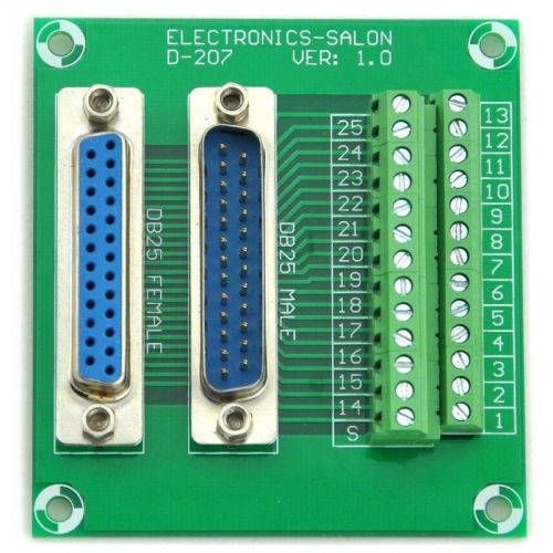 DB25 Male/Female Header Breakout Board, D-SUB Connector.