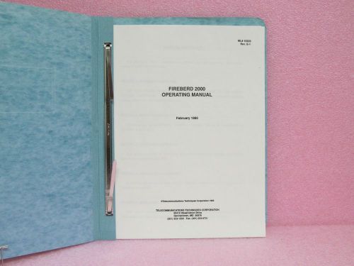 Telecommunications Techniques Manual FIREBERD 2000 Operating Manual (2/86)