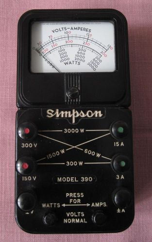 SIMPSON TYPE 390 METER: VOLTS-AMPERES-WATTS