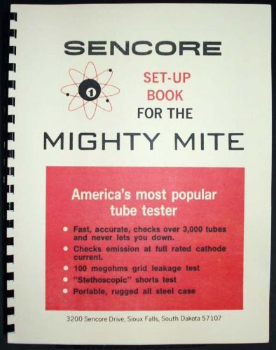 Sencore Set-Up Book Tube Data TC114 TC 130 TC136 TC142 TC154