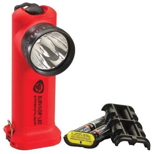 Orange streamlight survivor led, right angle alkaline flashlight w/ free knife for sale