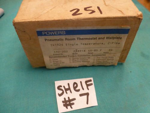 Powers Pneumatic Room Thermostat and Wallplate 192-202 th192s 2 pipe 45-85