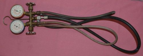 Robinair hvac manifold gauge set with hoses r-22 r-12 r-502 freon a/c tool for sale
