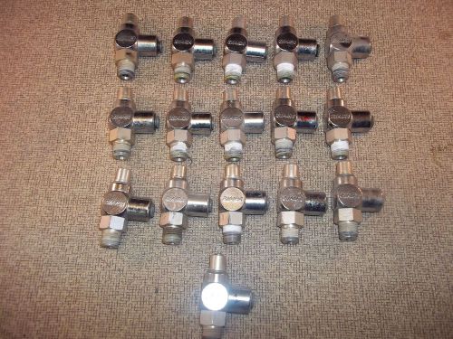 LOT OF 16 BIMBA 1/4 NPT FLOW CONTROL FITTINGS