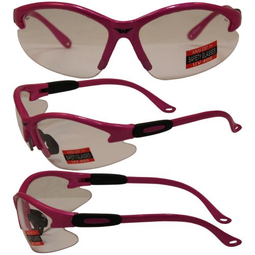 MEDICAL OR DENTAL SAFETY GLASSES HOT PINK WITH CLEAR LENS Z87.1