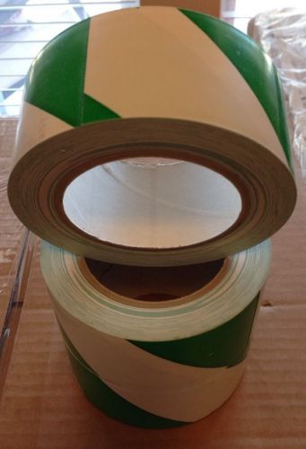 T9236gw industrial vinyl safety tape, green/white striped, 2&#034; x 36yds, 3/pk for sale