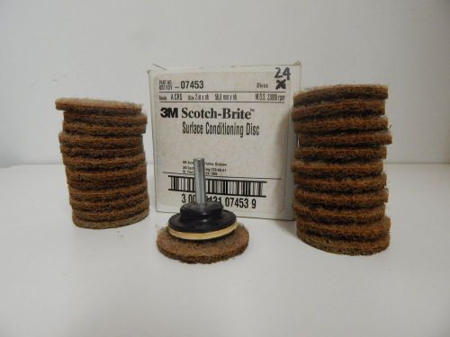 3M 07453 SCOTCH-BRITE CRS 2&#034; SURFACE CONDITIONING DISCS 24PCS W/ARBOR