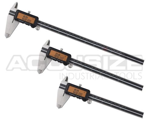 3 pcs/set 6&#034;+8&#034;+12&#034; yellow lcd elec digital caliper inch/mm/fraction, #1110-18x3 for sale