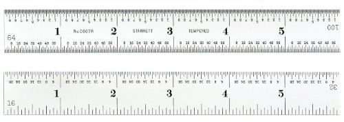 Starrett c607r-6 spring tempered steel rule w/ in graduations, 6&#034; length, 3/4&#034; for sale
