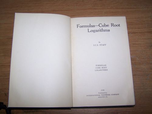 MACHINIST TOOLS MACHINIST HARDBACK BOOK &#034;FORMULA CUBE ROOT LOGARITHMS&#034;