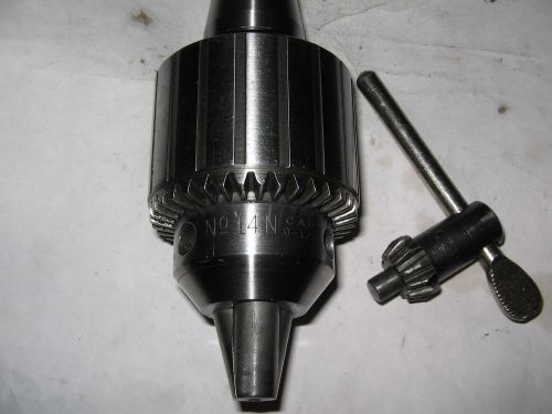 Jacobs # 14n super drill chuck/key, r8 shank, jt3 mount, 0-1/2&#034; capacity, @ for sale