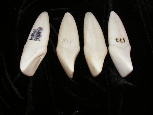 FOUR UNUSUAL LARGE WHITE PORCELAIN  4 1/2&#034; LONG  DENTIST MADE FALSE HORSE TEETH?