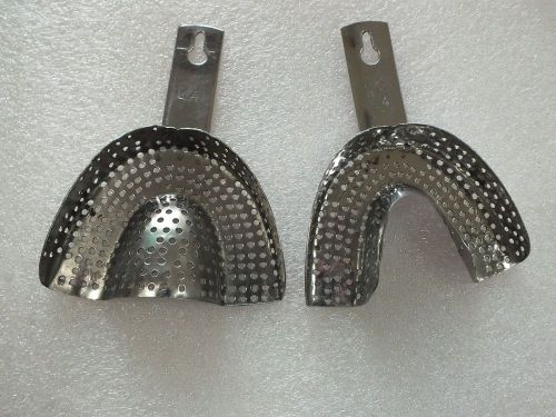 Dental impression jaw trays steel perforated pair large anatomical for sale