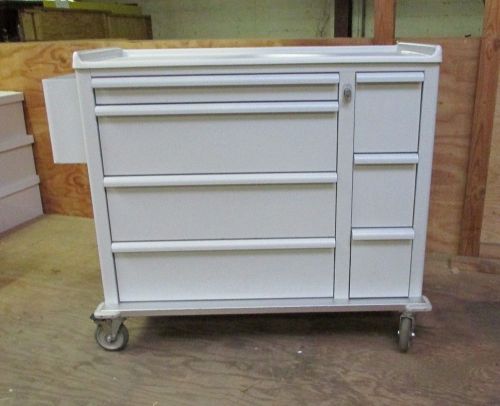 Specialty Cart Metal Medicine or Tool Cabinet 45&#034;x 21&#034;x40&#034; 7 Drawers,Lockbox VG+