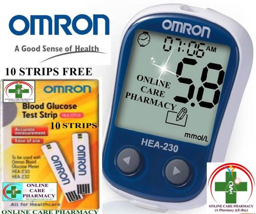 OMRON BLOOD GLUCOSE MONITOR ,( HEA-230 ) 512 MEGA MEMORY + 10 Test Strips FREE.