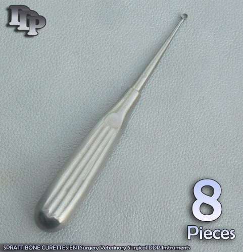 8 Pcs SPRATT BONE CURETTES 0 ENTSurgery Veterinary Surgical DDP Instruments