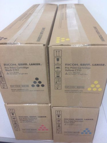 GENUINE RICOH SAVIN LANIER C751 CYMK TONER CARTRIDGE 828185 828186 828187 828188