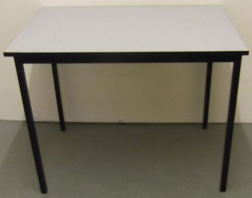 Black metal framed office desk with a grey top for sale