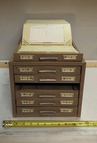 VINTAGE STEELMASTER ART STEEL SALES CO KARDEX TYPE 6 DRAWER DESKTOP FILE, EUC