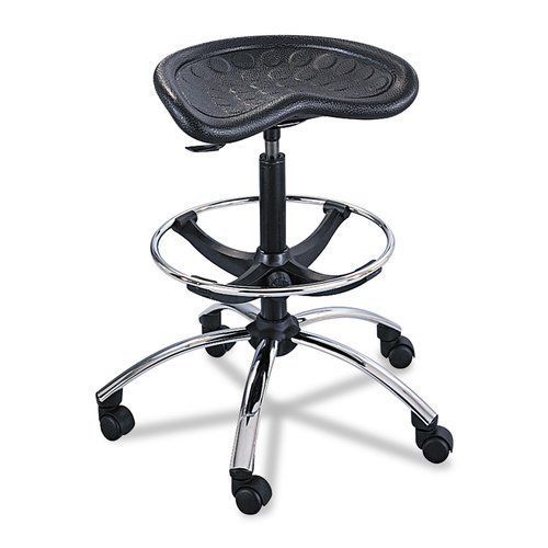 Safco SAF6660BL Sit-Star Stool with Footring &amp; Caster 27”-36&#034;h Seat Black/Chrome