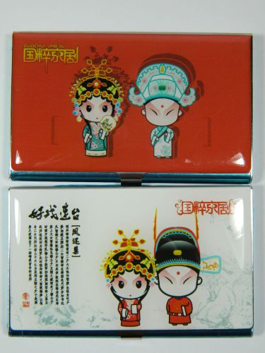 2 Metal Business/Credit/ID Card Case/Holder,Beijing Opera Character Pattern