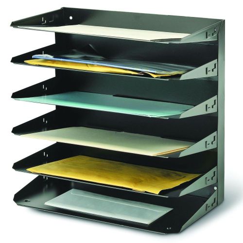 6 Legal Size Horizontal Steel Desk Organizer Black Metal Professional Office New