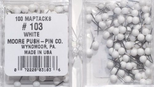 1/8 Inch Map Tacks - White  by Moore Push Pin