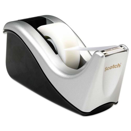 2 scotch tape dispensers desktop 1&#034;core black silver office home desk school lot for sale