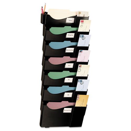 Grande central wall filing system, seven pockets, 16 5/8 x 4 3/4 x 38 1/4, black for sale