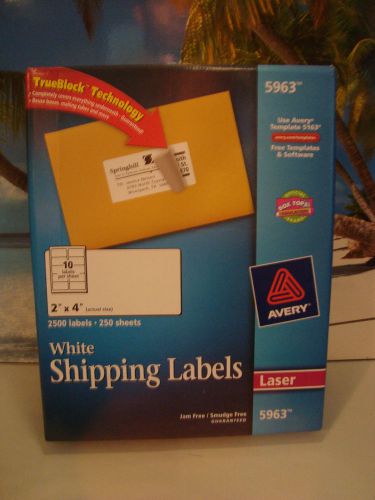 GENUINE AVERY 5963 WHITE SHIPPING LABELS W/TRUEBLOCK TECHNOLOGY  2&#034;x4&#034;