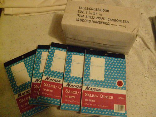 (5) Sales Order Receipt Book 50 Duplicate Forms 5 9/16&#034; x 8 7/16&#034; Wholesale t