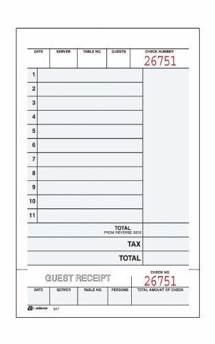 NEW Adams Guest Check Unit Sets  Carbonless  4.25 x 7.25 Inches  White  2-Part