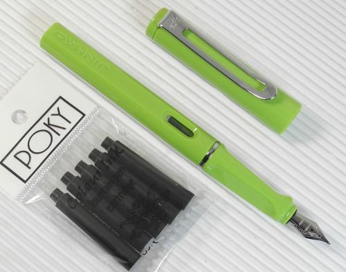 Jinhao 599b fountain pen apple green plastic barrel +5 poky cartridges black ink for sale