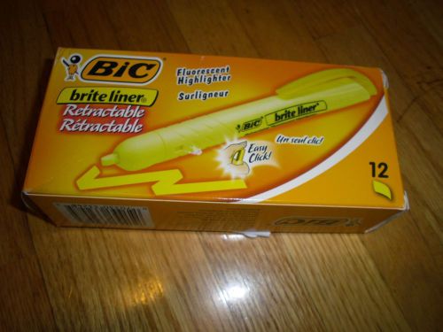 New ! 12PK BIC Brite Liner Retr. Highlighter Chisel Tip Yellow BICBLR111YW