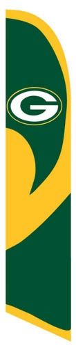 Green bay packers windless nfl football swooper feather bow banner 15&#039; tall flag for sale