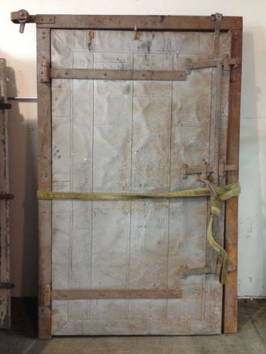 SALVAGED VINTAGE METAL CLAD DOOR IN FRAME - FIRE RATED