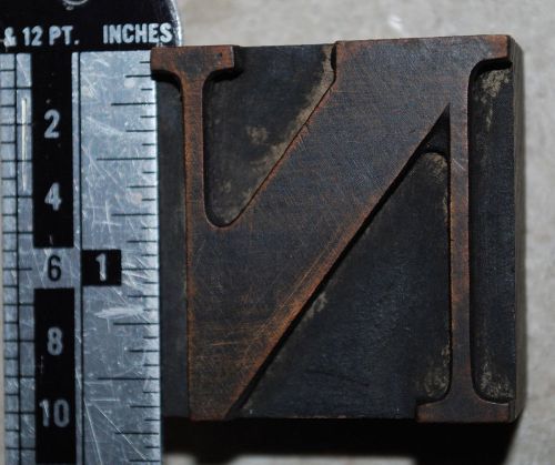 Vintage / Antique Letterpress Wood Printer&#039;s Type &#034;N&#034;,  10 line, 1 11/16&#034; tall