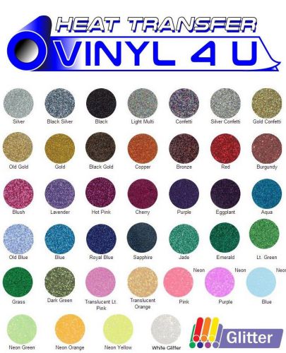 Heat Transfer Vinyl Siser GLITTER 20&#034; x 1 Foot - 38 Colors to pick from!