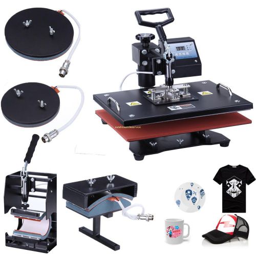 5IN1 Multifunction Heat Press Machine Transfer Sublimation T-Shirt Mug Cap Plate