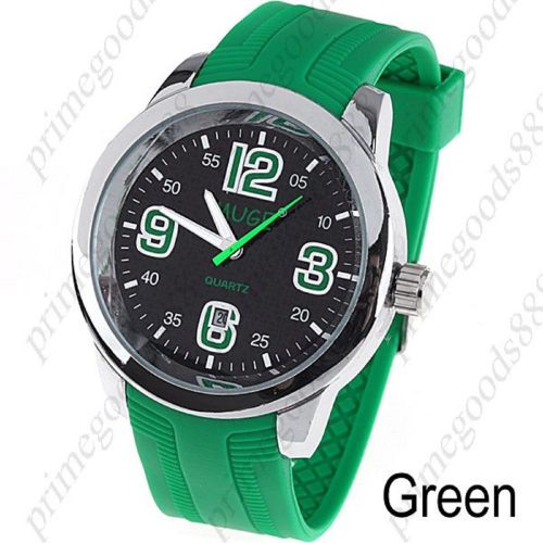 Rubber strap unisex quartz watch wrist watch timepiece with date in green for sale