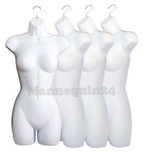 Lot of 4 White Mannequin Forms / Plastic Dress maniquin