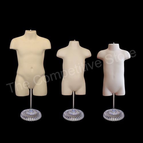 Infant + toddler + child mannequin form with economic plastic base - flesh for sale