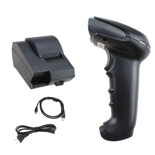 USB Laser Barcode Scanner Reader + POS Printer Thermal Dot Receipt Printer Set